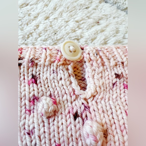 Misha & Puff Dusty Rose Confetti Pink Popcorn Sweater Kids Wool Handmade 3-4y - Picture 9 of 12